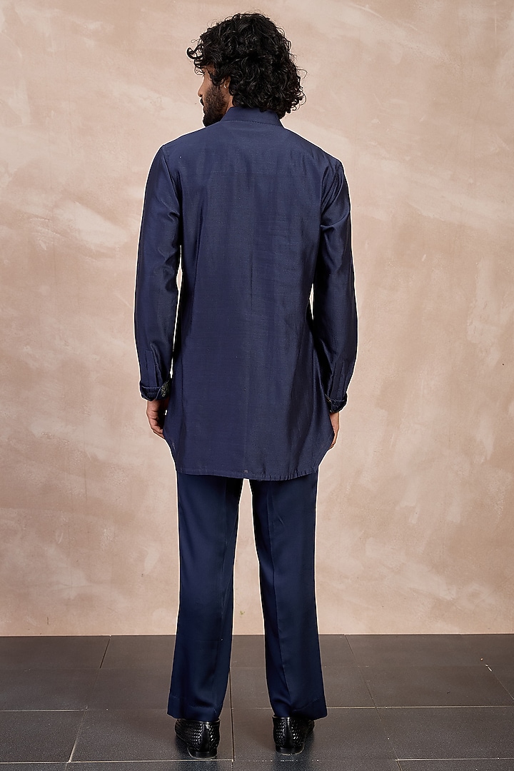 Black Chanderi Silk Nehru Jacket Set by ARJAN DUGAL at Pernia's Pop Up Shop