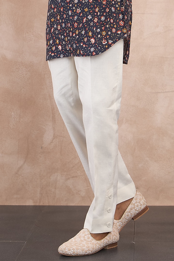 Olive Linen Printed Kurta Set by ARJAN DUGAL at Pernia's Pop Up Shop