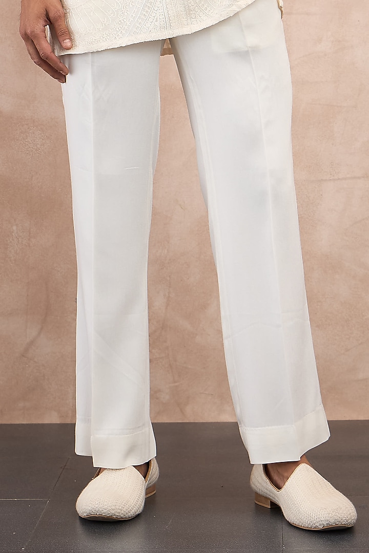 Ivory Organza Aari Embroidered Kurta Set by ARJAN DUGAL at Pernia's Pop Up Shop