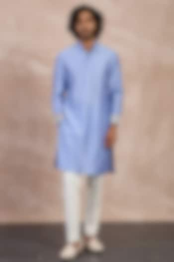 Persian Violet Chanderi Printed Kurta Set by ARJAN DUGAL