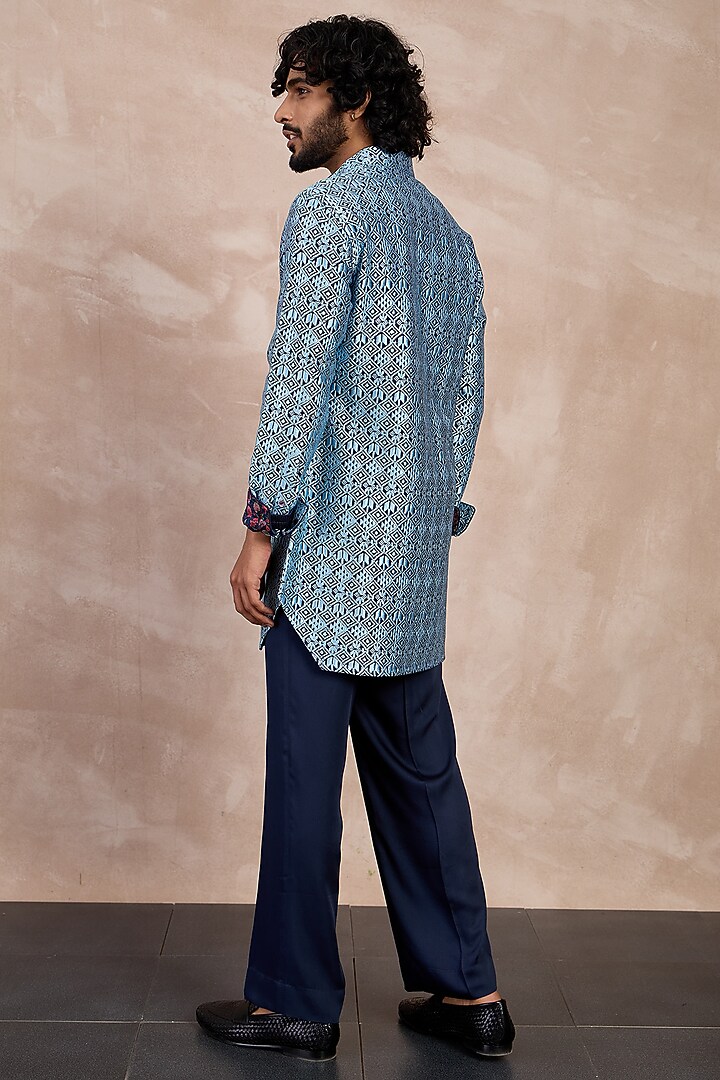 Teal Chanderi Silk Kurta Set by ARJAN DUGAL at Pernia's Pop Up Shop