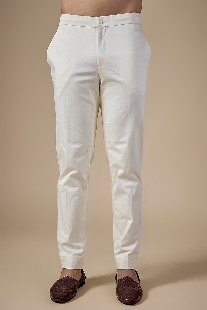 White Terry Rayon Pants by ARJAN DUGAL at Pernia's Pop Up Shop