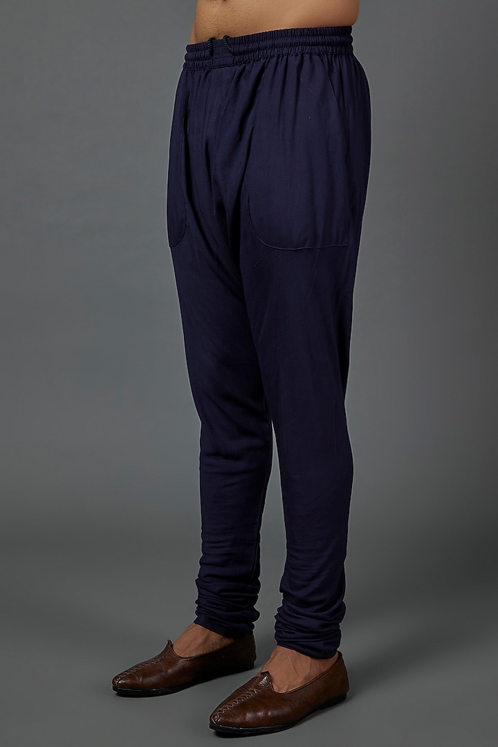 Navy Blue Silk Embroidered Nehru Jacket Set by ARJAN DUGAL at Pernia's Pop Up Shop