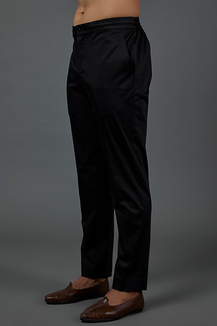 Black Silk Embroidered Groom Bandhgala Set by ARJAN DUGAL at Pernia's Pop Up Shop