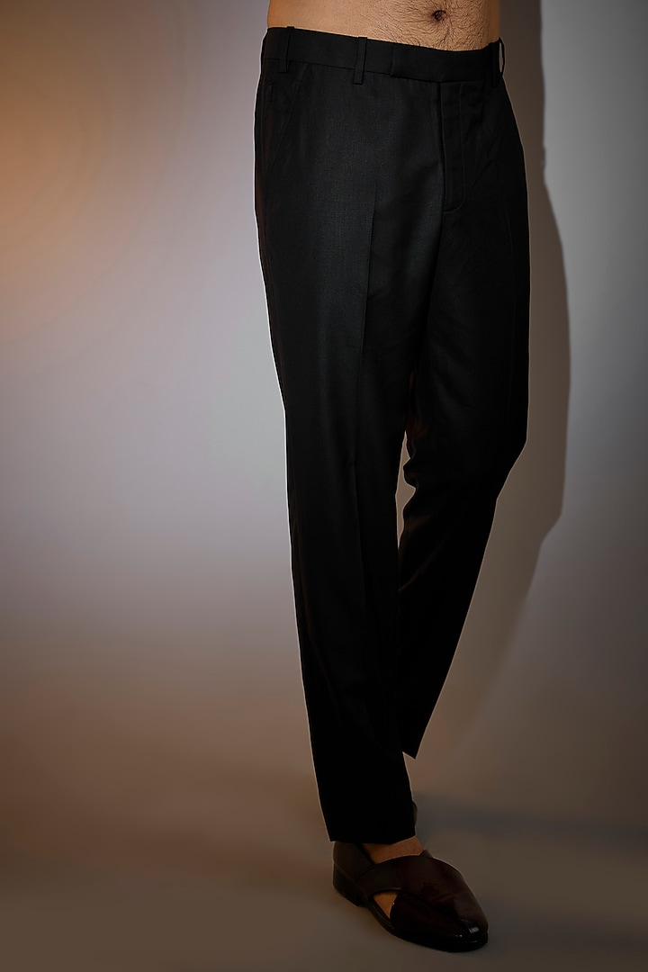Black Organza & Muga Silk Beaded Bandhgala Set by ARJAN DUGAL at Pernia's Pop Up Shop