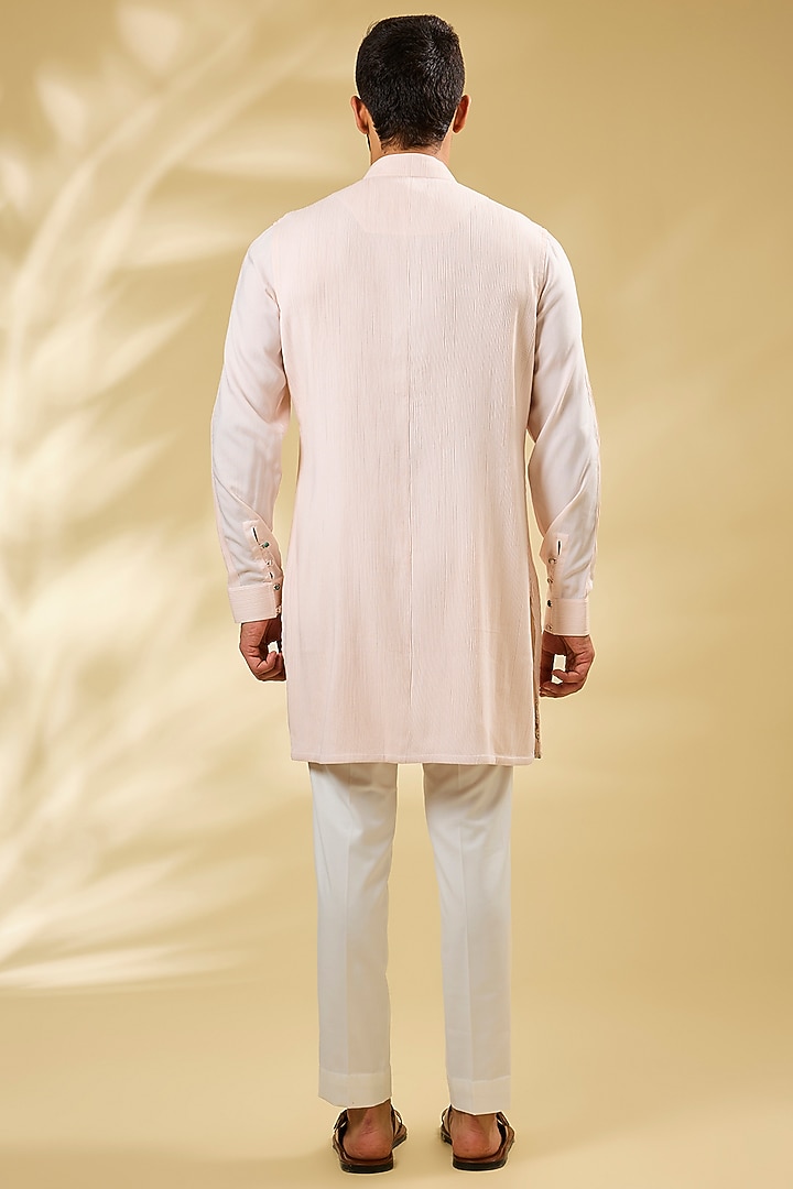 Powder Pink Viscose Pintuck Kurta Set by ARJAN DUGAL at Pernia's Pop Up Shop