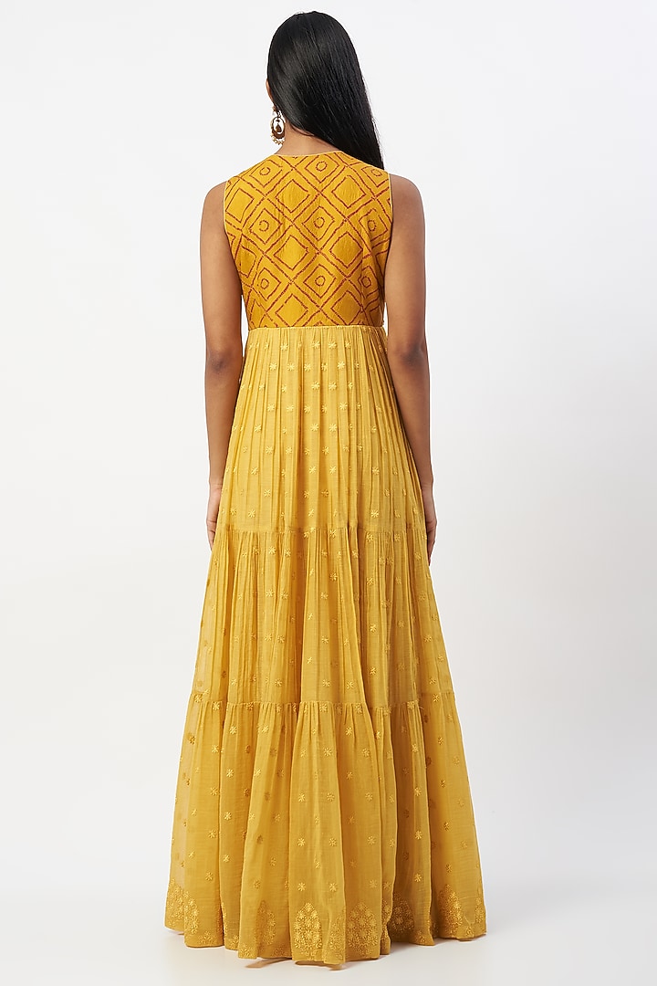 Olive Maxi Cocktail Dress With Thread Work by Label Anushree at Pernia's Pop Up Shop