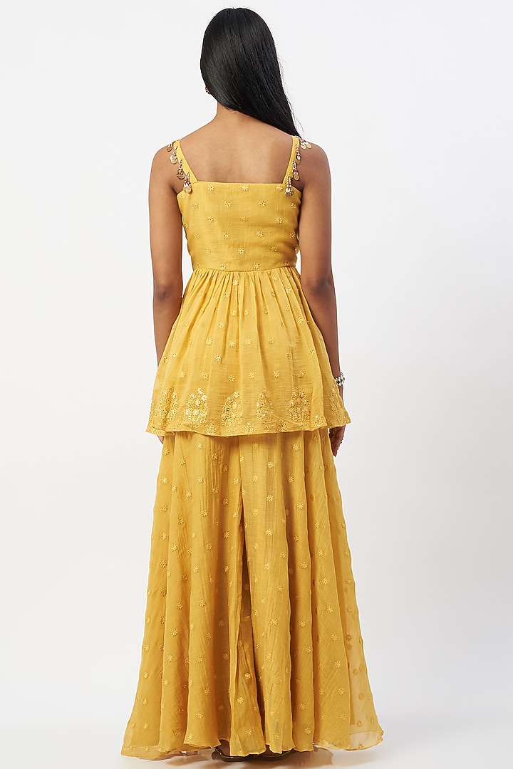 Olive Embroidered Palazzo Pant Set by Label Anushree at Pernia's Pop Up Shop