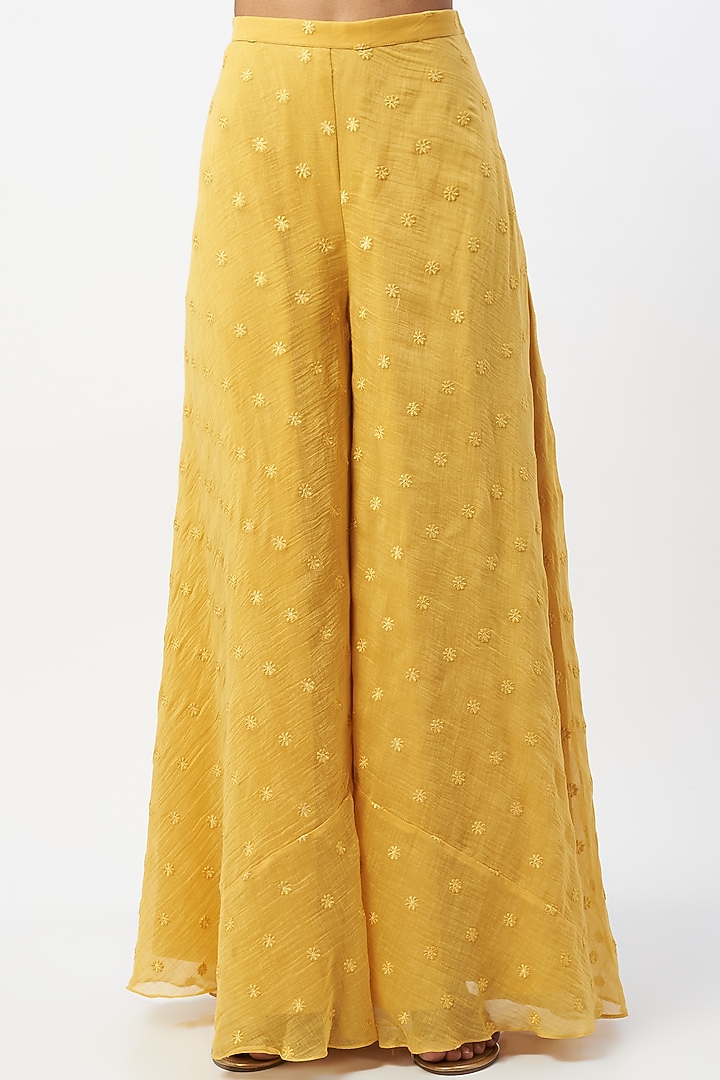 Olive Embroidered Palazzo Pant Set by Label Anushree at Pernia's Pop Up Shop