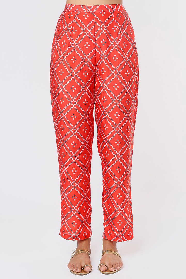 Bright Red Embroidered & Printed Kaftan Set by Label Anushree at Pernia's Pop Up Shop