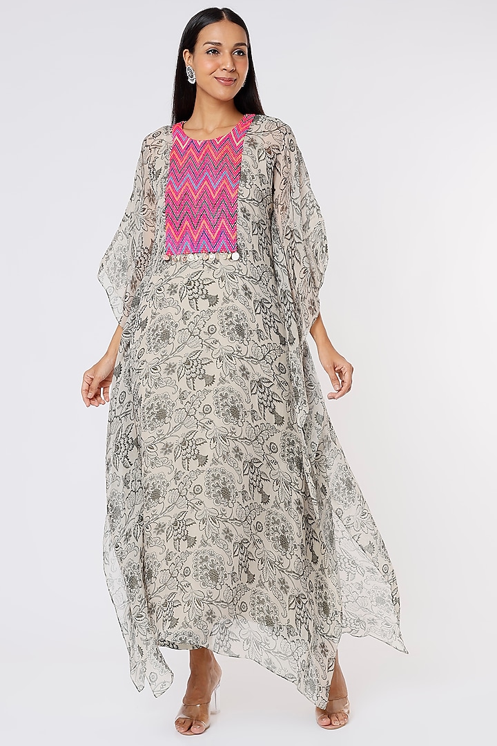 Green Printed Kaftan Set by Label Anushree at Pernia's Pop Up Shop