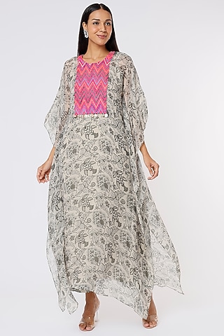 Green Printed Kaftan Set by Label Anushree