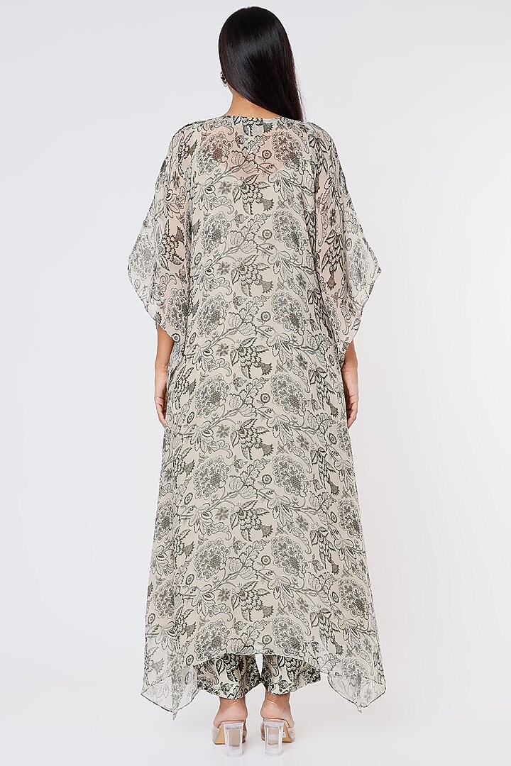 Green Printed Kaftan Set by Label Anushree at Pernia's Pop Up Shop