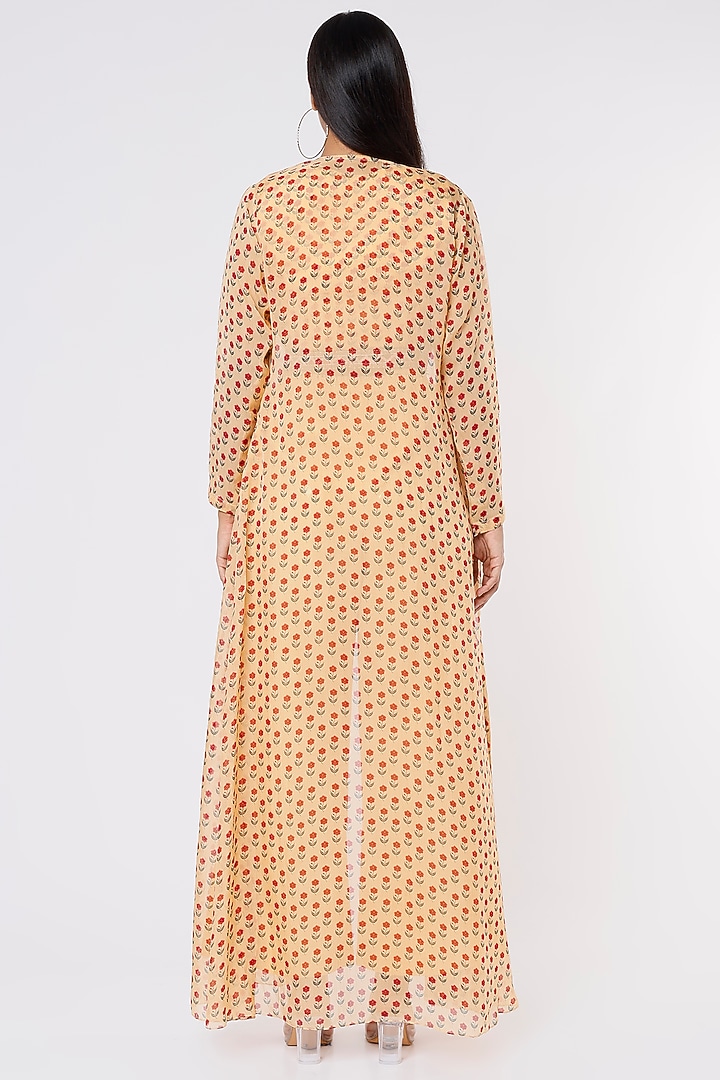 Beige Printed Cape Set by Label Anushree at Pernia's Pop Up Shop