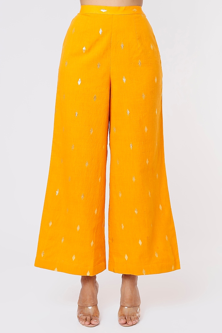 Bright Mustard Printed Cape Set by Label Anushree at Pernia's Pop Up Shop