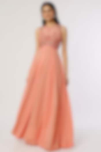 Blush Pink Printed Maxi Dress by Label Anushree