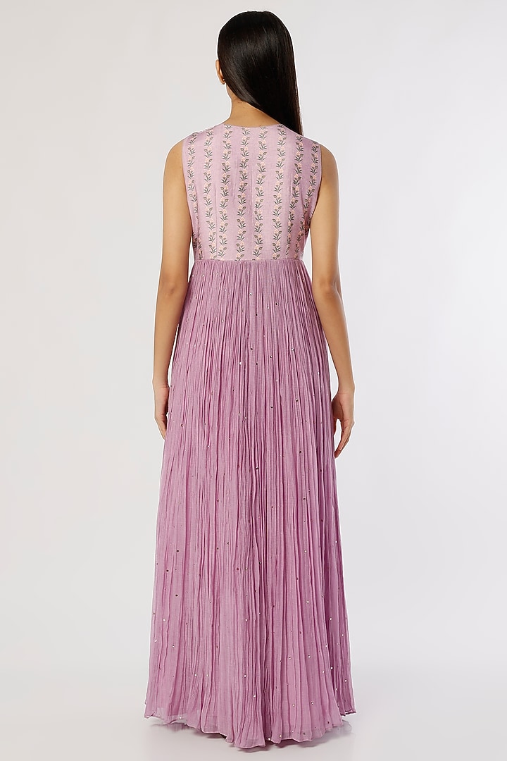 Lavender Embroidered Maxi Cocktail Dress by Label Anushree at Pernia's Pop Up Shop