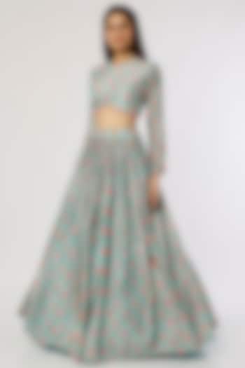 Blue Printed Skirt Set by Label Anushree