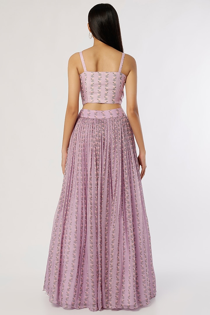 Lavender Printed Skirt Set by Label Anushree at Pernia's Pop Up Shop