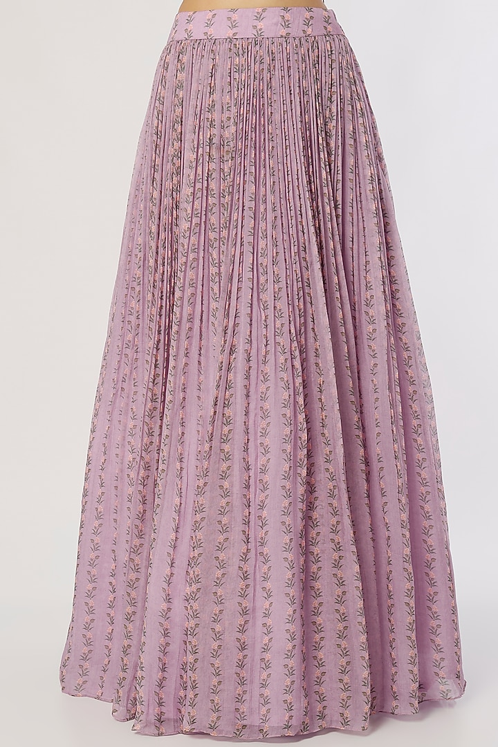 Lavender Printed Skirt Set by Label Anushree at Pernia's Pop Up Shop