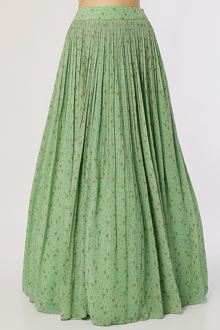 Sage Green Printed Skirt Set by Label Anushree at Pernia's Pop Up Shop