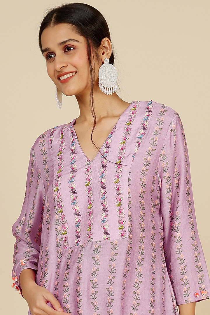 Lavender Silk Tunic Set by Label Anushree at Pernia's Pop Up Shop