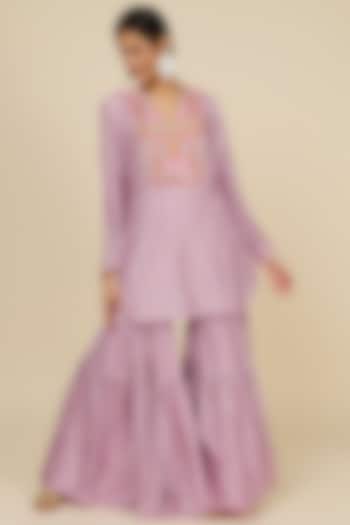 Lavender Silk Sharara Set by Label Anushree