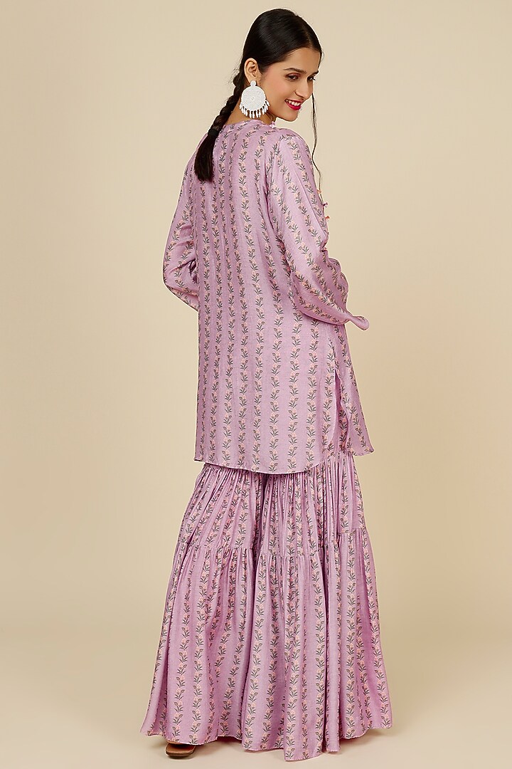 Lavender Silk Party Wear Sharara Set by Label Anushree at Pernia's Pop Up Shop