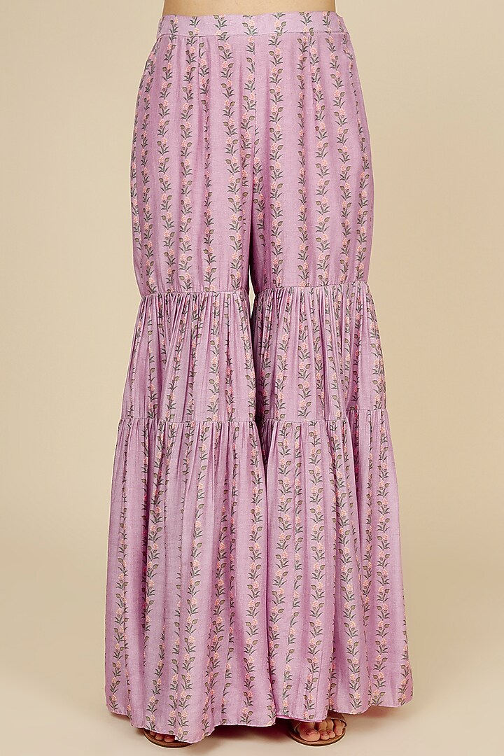 Lavender Silk Party Wear Sharara Set by Label Anushree at Pernia's Pop Up Shop