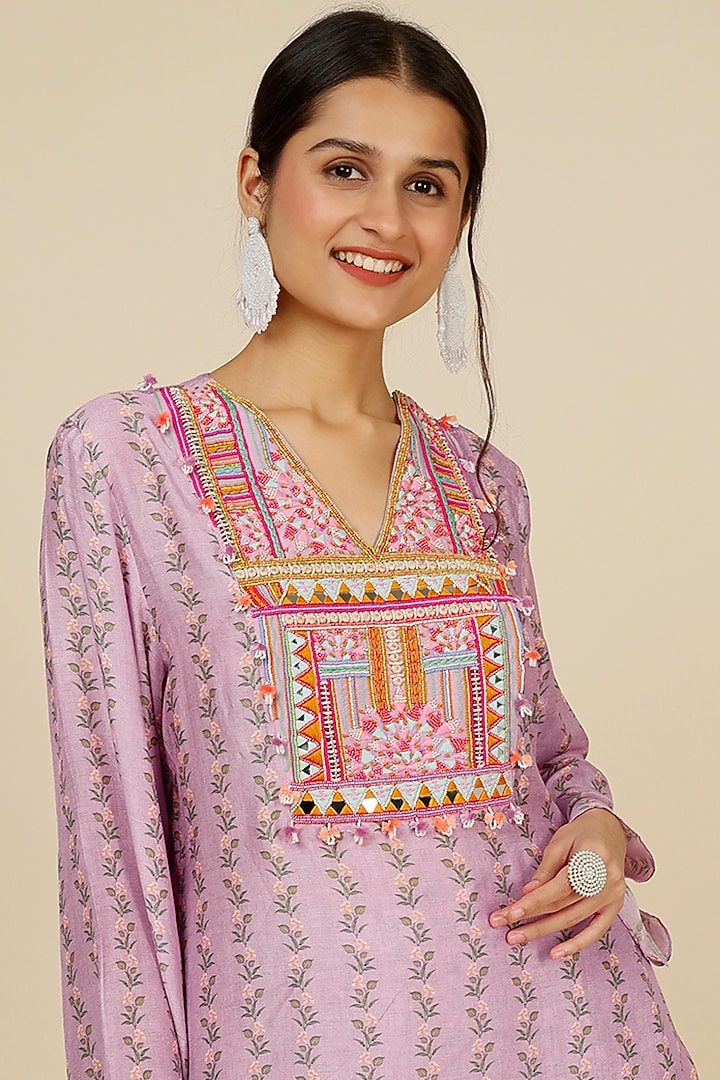 Lavender Silk Party Wear Sharara Set by Label Anushree at Pernia's Pop Up Shop