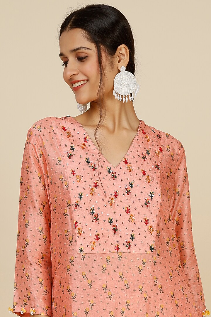 Blush Pink Printed Tunic Set by Label Anushree at Pernia's Pop Up Shop