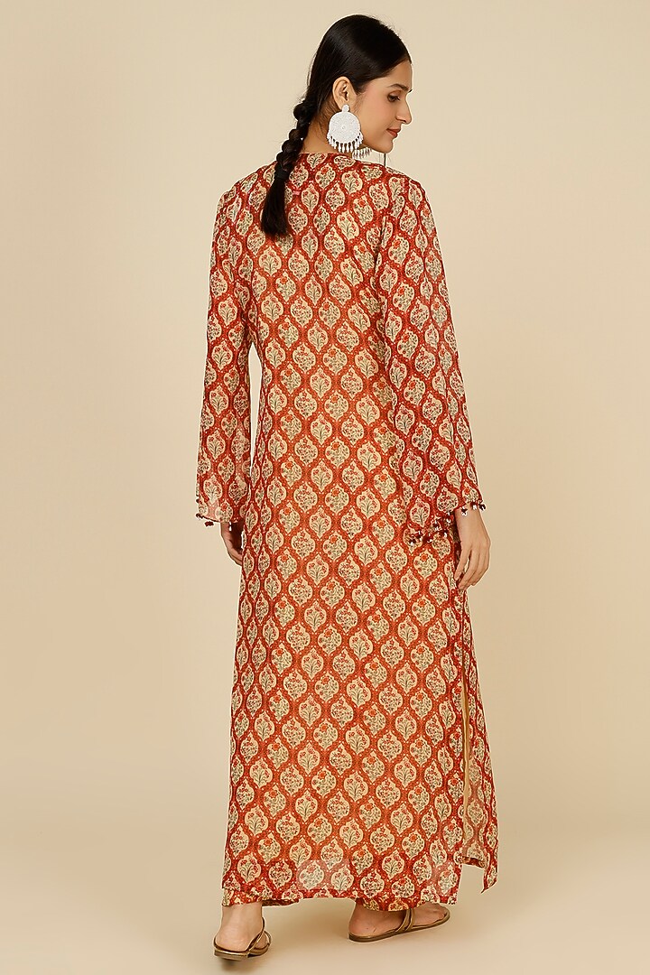 Maroon Printed Kaftan Set by Label Anushree at Pernia's Pop Up Shop