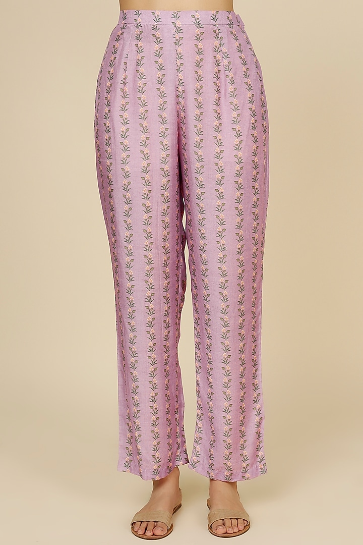 Lavender Silk Patch Embroidered Co-Ord Set by Label Anushree at Pernia's Pop Up Shop