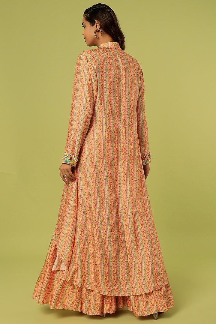 Orange Printed Party Wear Sharara Set by Label Anushree at Pernia's Pop Up Shop