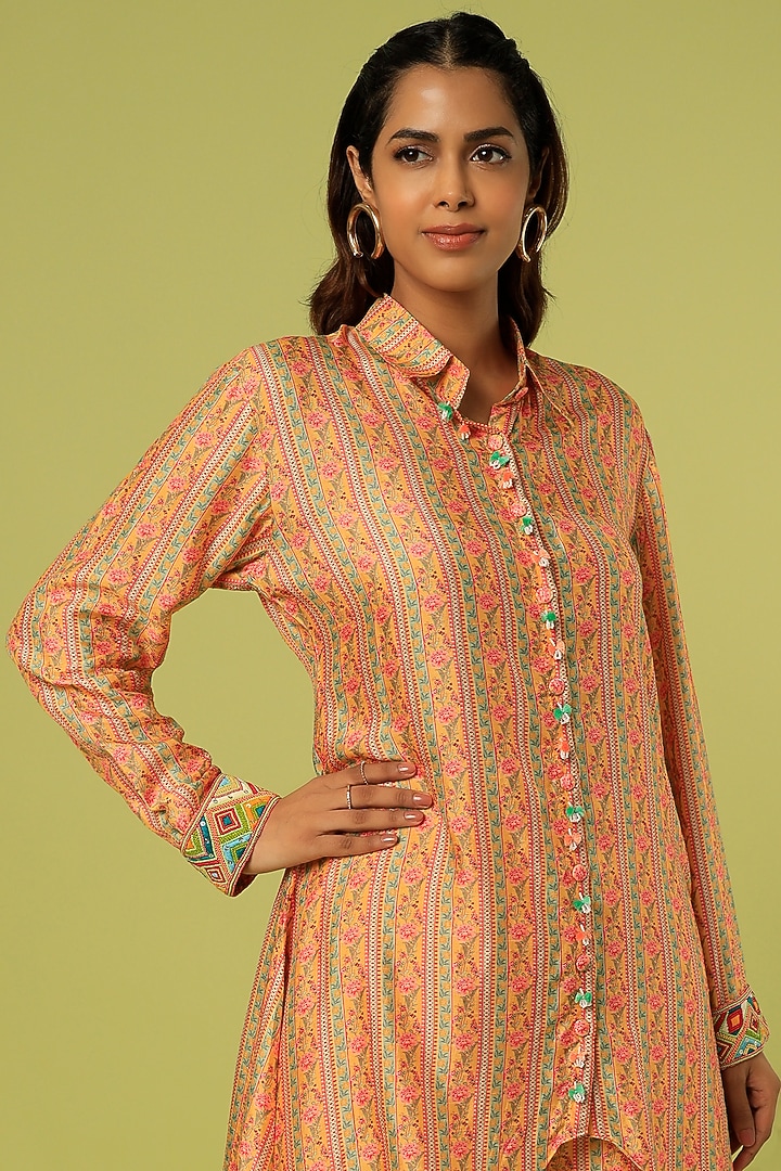 Orange Printed Party Wear Sharara Set by Label Anushree at Pernia's Pop Up Shop