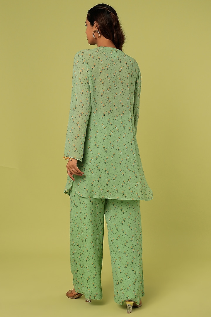 Sage Green Embroidered Tunic Set by Label Anushree at Pernia's Pop Up Shop