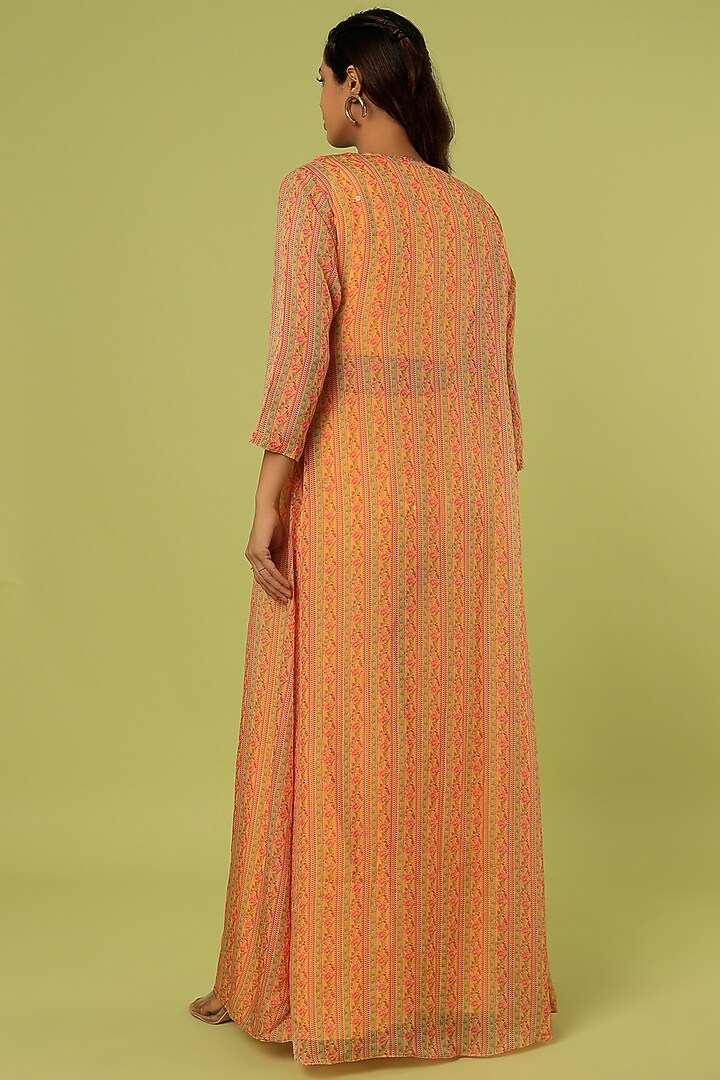 Mustard Printed Cape Set by Label Anushree at Pernia's Pop Up Shop