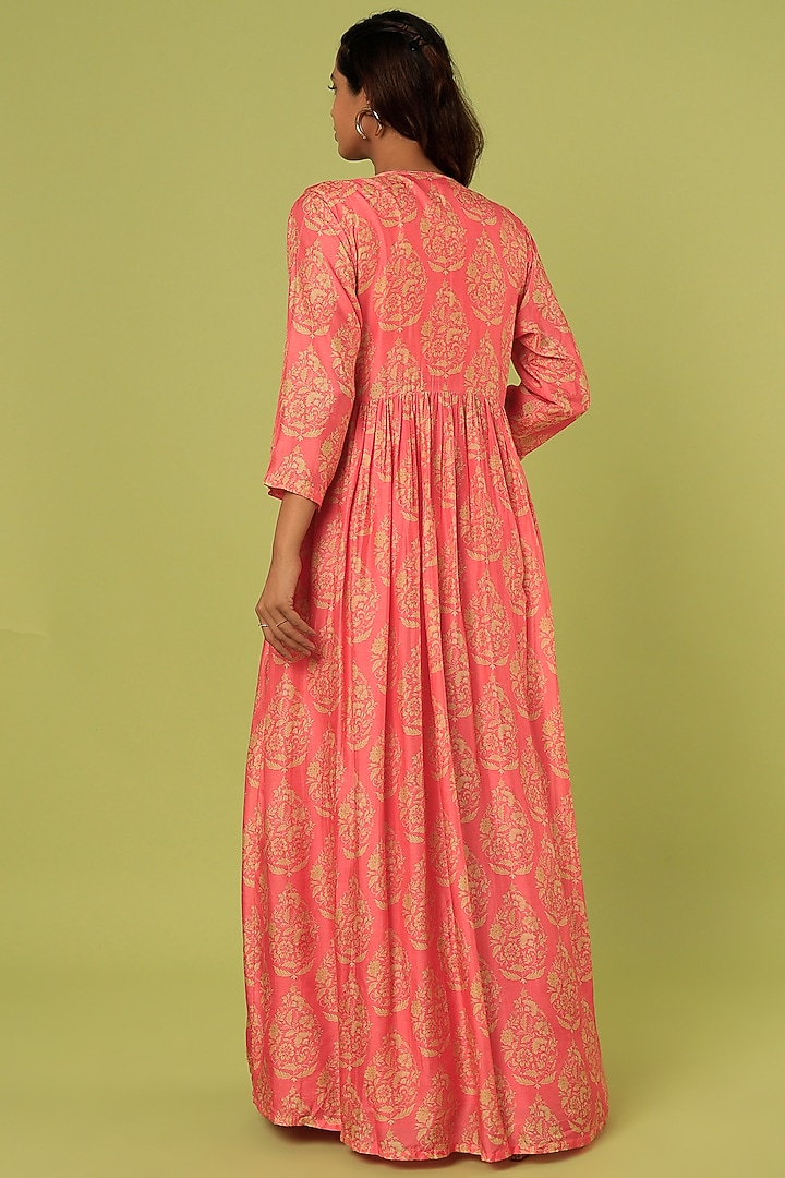 Coral Printed Cape Set by Label Anushree at Pernia's Pop Up Shop