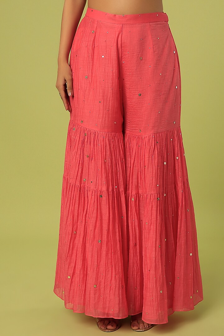 Coral Printed Cape Set by Label Anushree at Pernia's Pop Up Shop