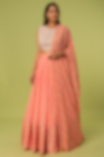 Pink Georgette Wedding Lehenga Set by Label Anushree at Pernia's Pop Up Shop