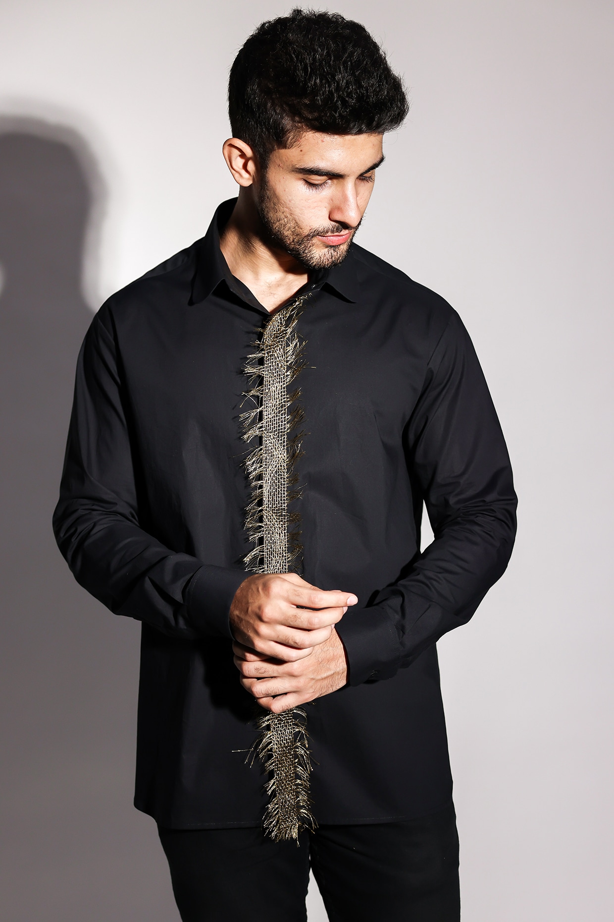 ◼️ar◼️mame Embroidery Shirt - black Hand Embroidered Japanese Shirt In Zed Black