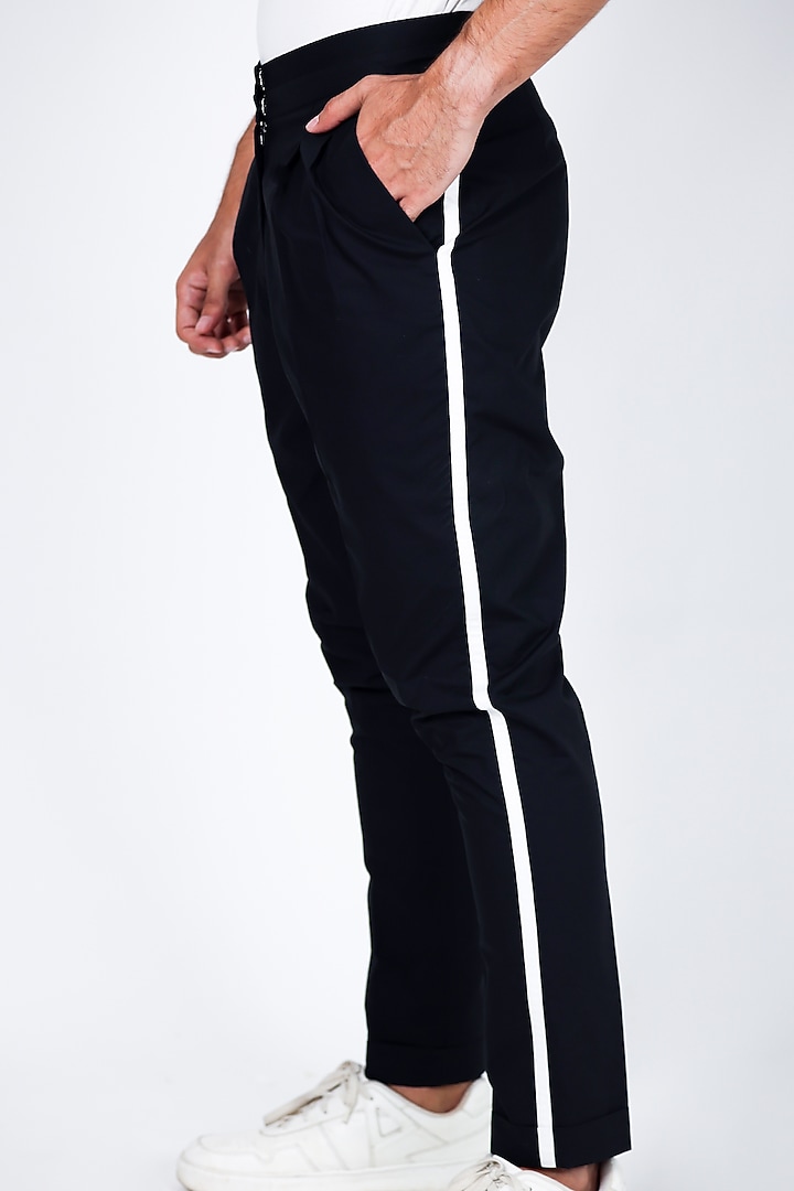 Black Poplin Embroidered Trousers by Arya Giri Men at Pernia's Pop Up Shop