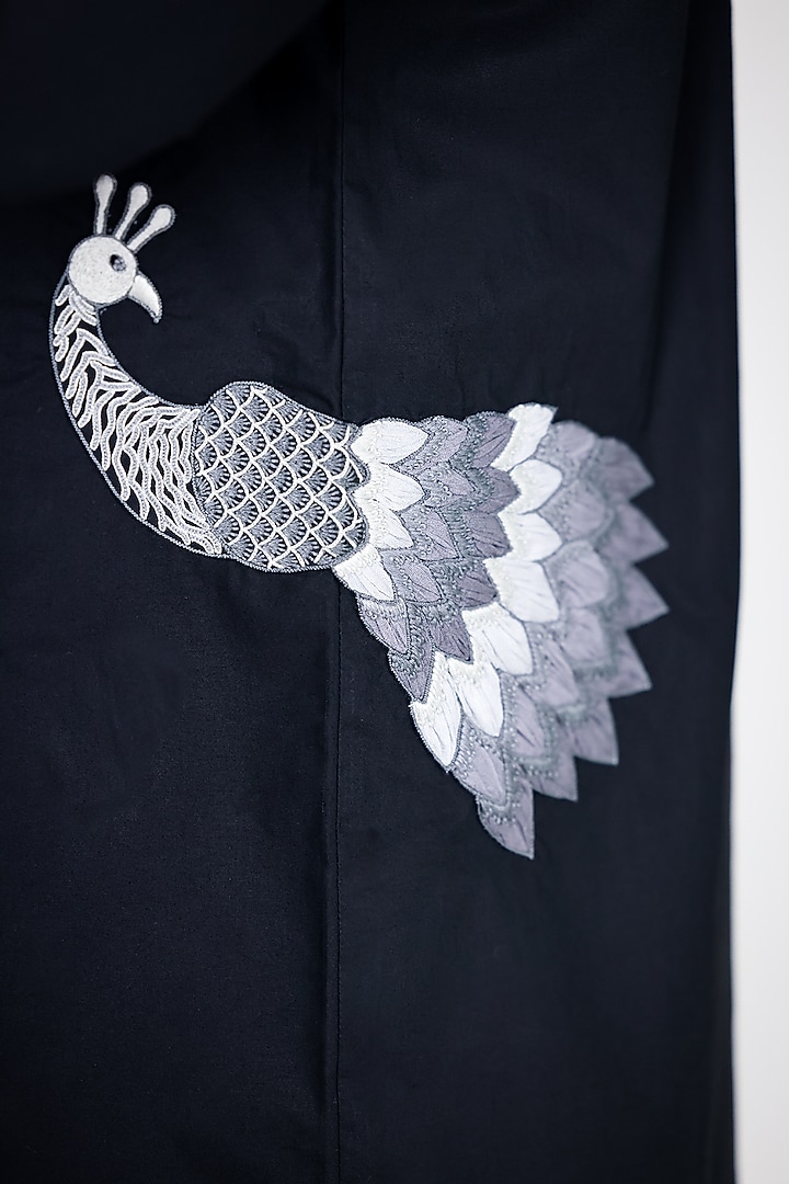 Black Poplin Hand Embroidered Party Wear Shirt by Arya Giri Men at Pernia's Pop Up Shop