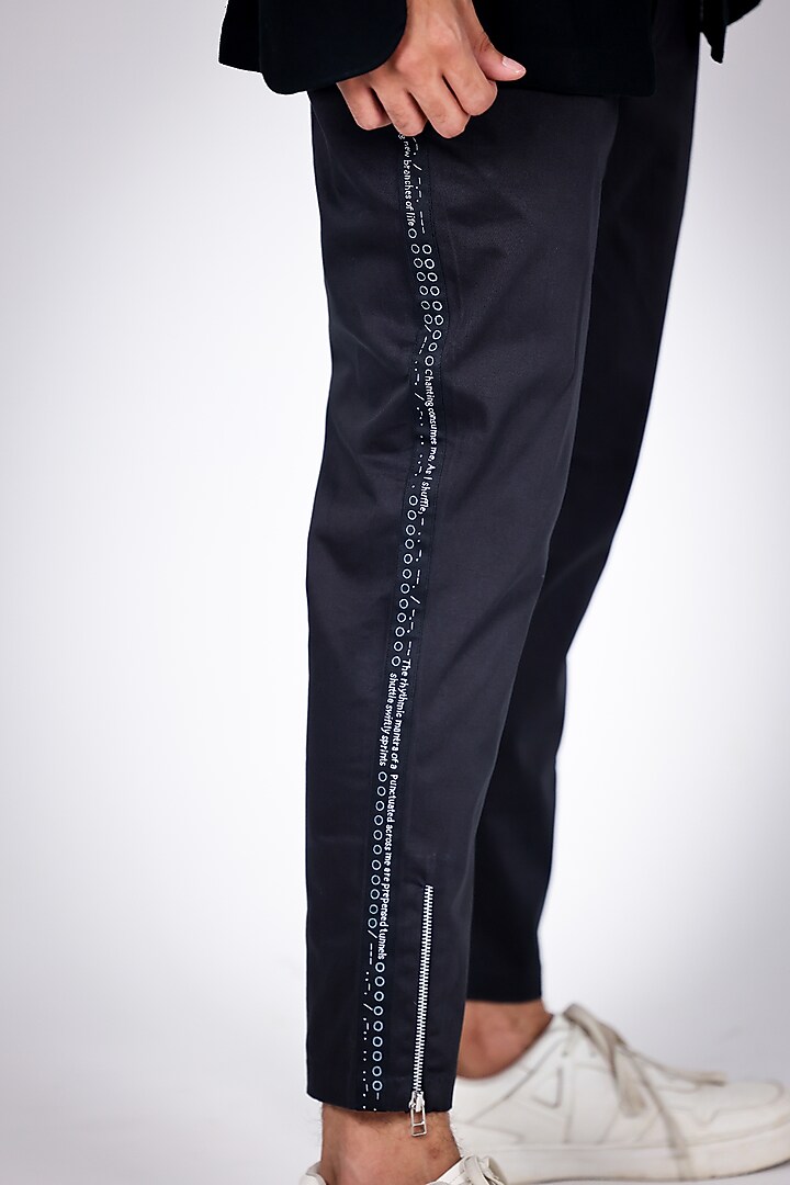 Black Pure Mul Embroidered Blazer Set by Arya Giri Men at Pernia's Pop Up Shop