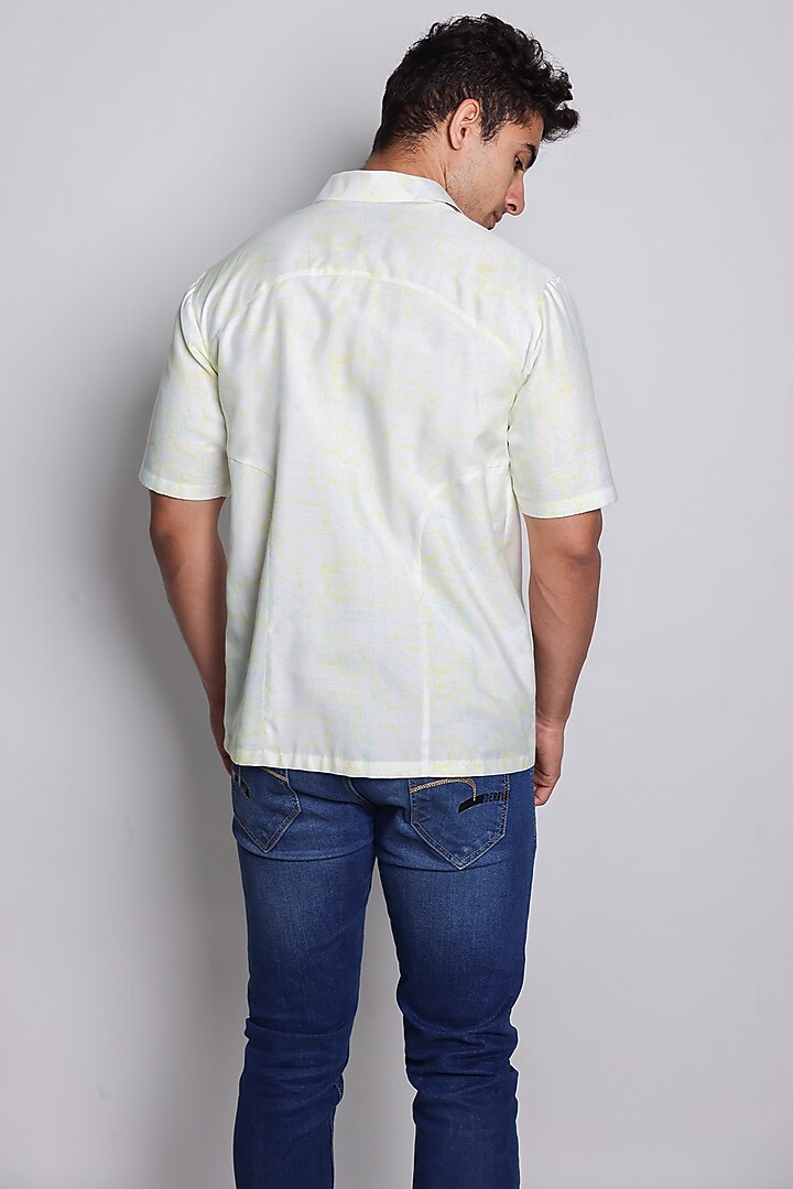 Ivory Cotton Silk Party Wear Shirt by Arya Giri Men at Pernia's Pop Up Shop