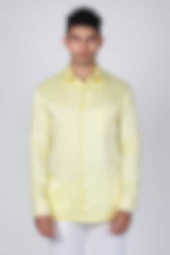 Yellow Linen Satin Shirt by Arya Giri