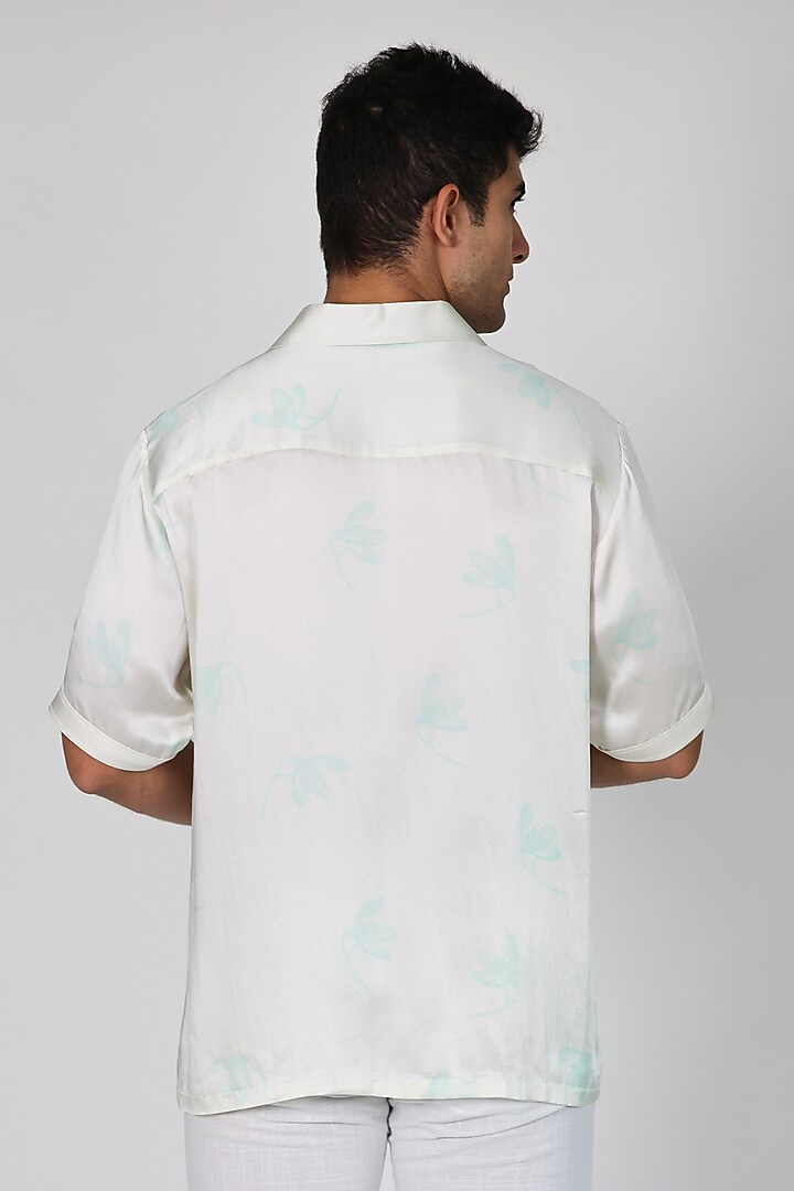 White Modal Satin Floral Printed Party Wear Shirt by Arya Giri Men at Pernia's Pop Up Shop