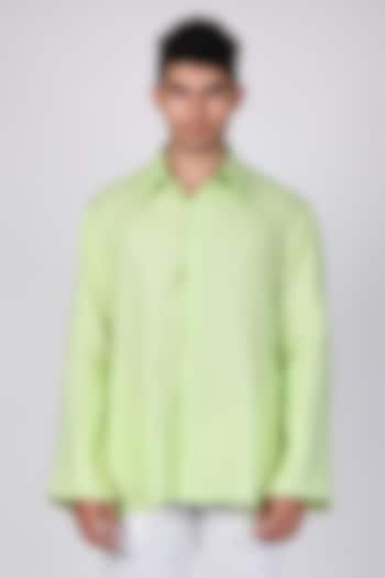 Green Pure Linen Shirt by Arya Giri