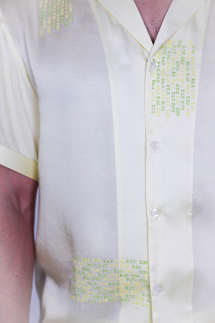 Yellow Satin Hand Embroidered Party Wear Shirt by Arya Giri Men at Pernia's Pop Up Shop