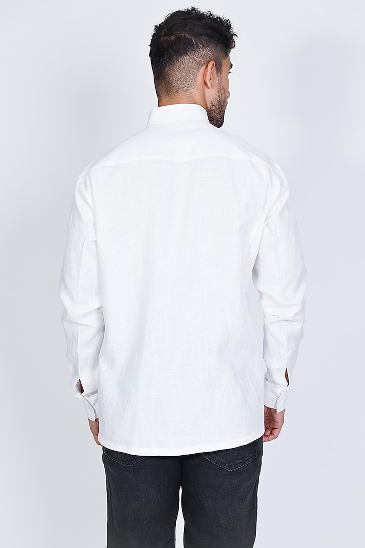White Poplin Pintuck Party Wear Shirt by Arya Giri Men at Pernia's Pop Up Shop